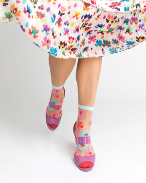 Sock Candy Floral socks fashion socks womens see through socks 